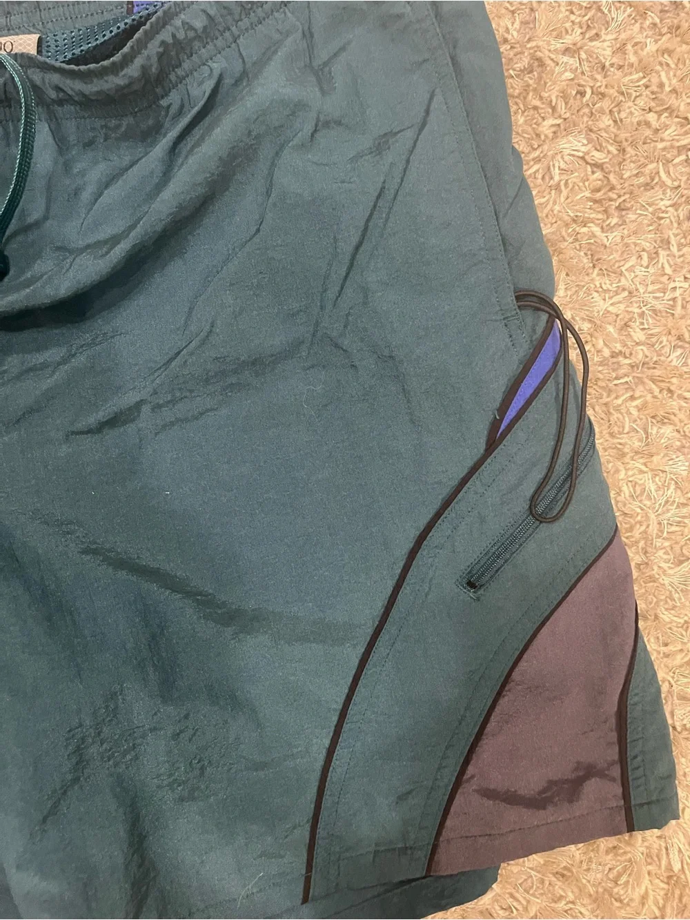 Vintage Speedo Teal Swim Shorts with Royal Blue Panels